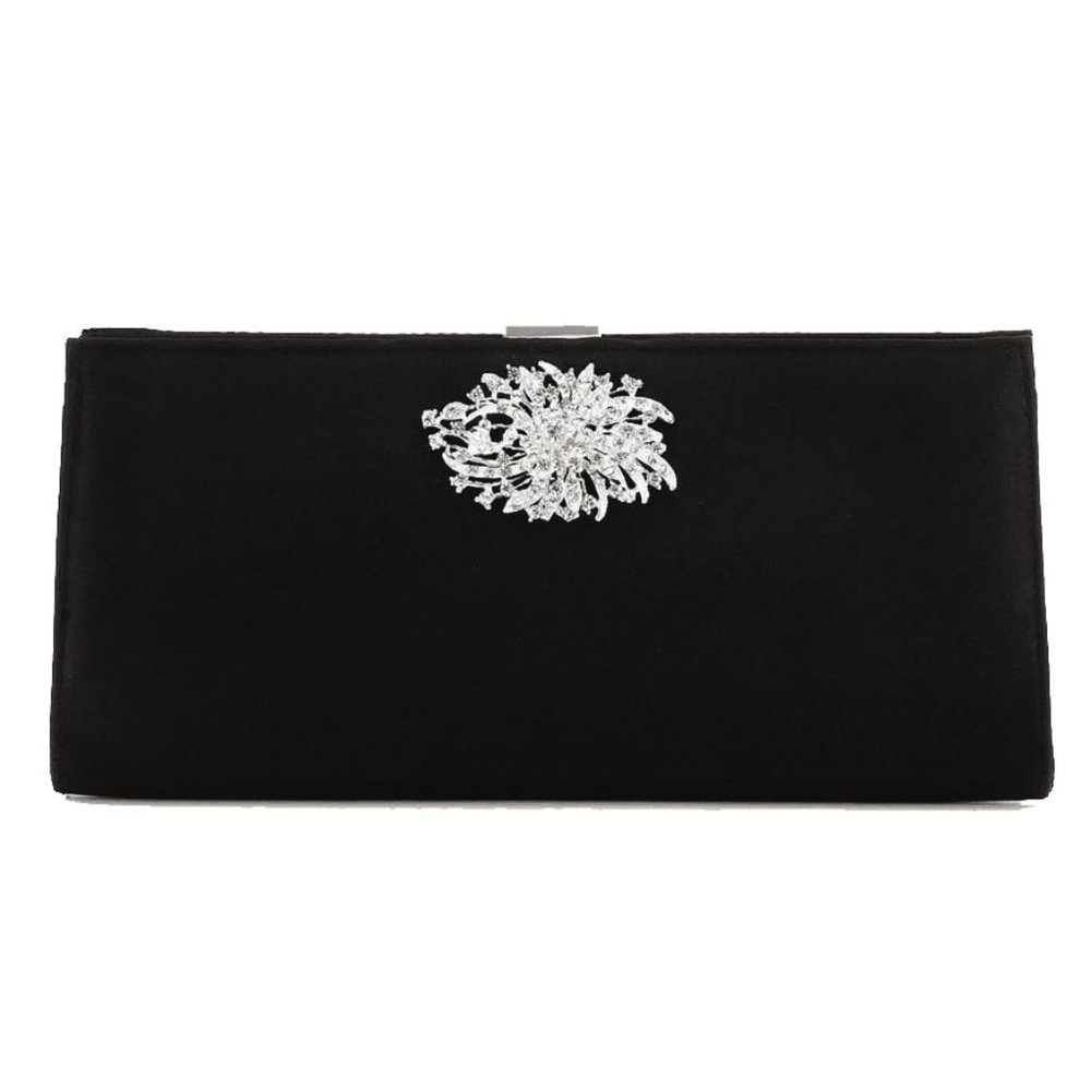 *ADRIANNA PAPELL BLACK SATIN CLUTCH BAG $70.00
